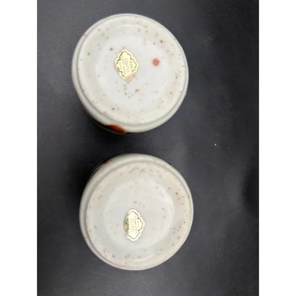 Vintage Otagiri Japan Bittersweet Stoneware Cups Pair Berry Leaf Speckled